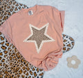 Coral - Cheetah Star Patch Tee