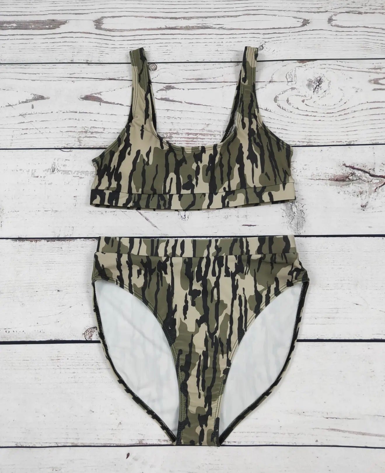 Dark Camouflage 2pc Bathing Suit
