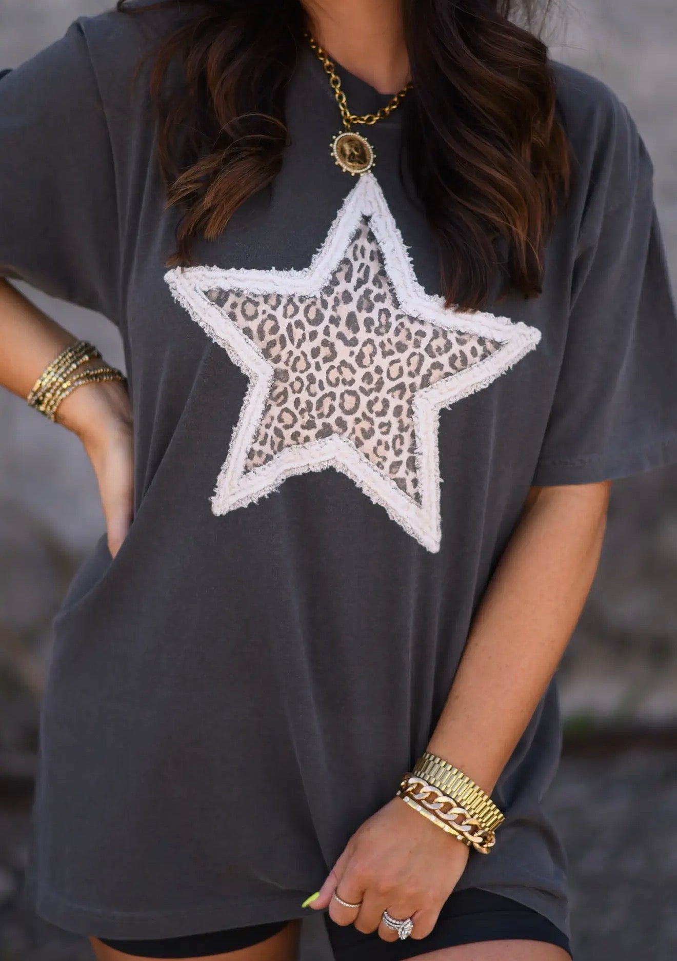 Charcoal Shirt / Cheetah Star Patch